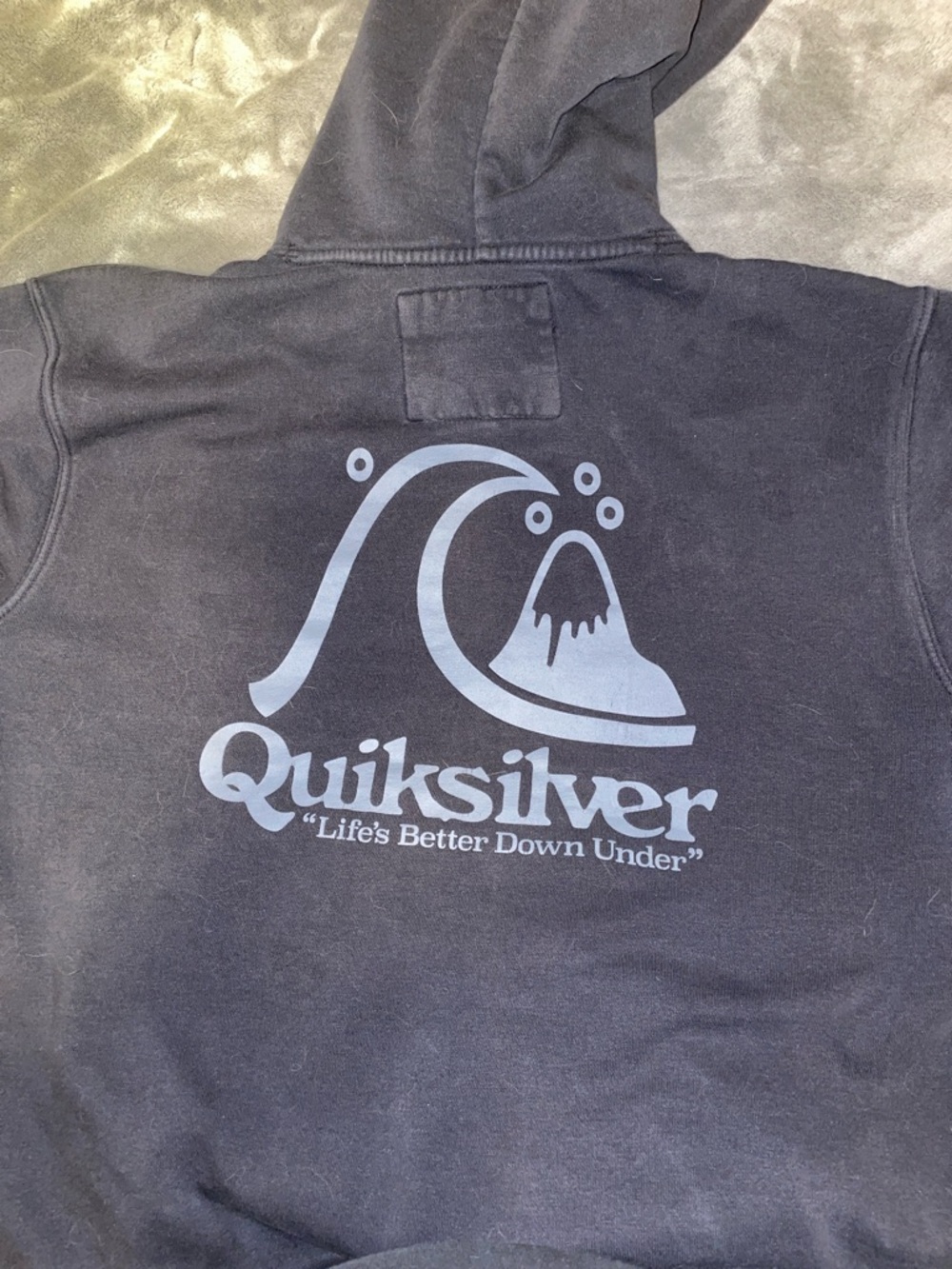 Quiksilver Black Pullover Hoodie with Blue Sleeve Logo - Picture 5 of 5